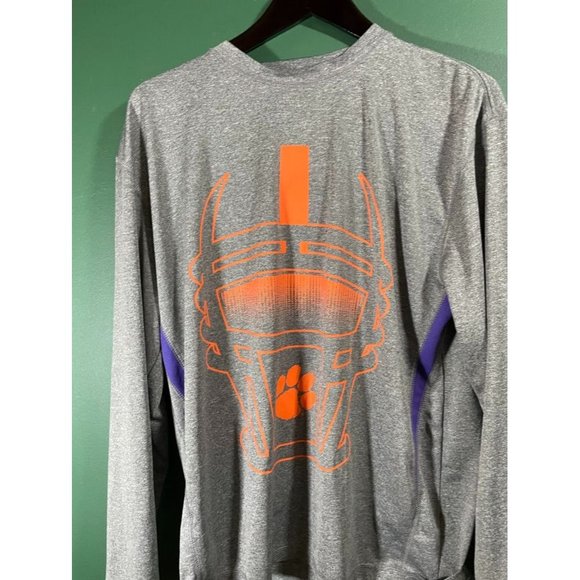 Clemson Tigers Football - Men's Grey Long Sleeve Light Weight Logo T-Shirt - Siz - Picture 2 of 4